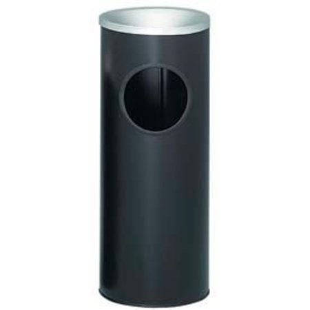 WITTCO Steel Ash And Trash Urn 3 Gallon Black With Aluminum Top 10" Dia. x 25"H 3000BK 3000BK